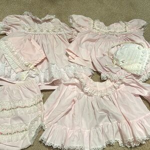 Lot of Vintage Baby Dresses Frilly Lace